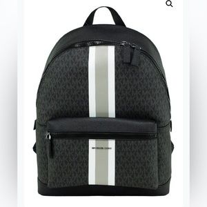 Michael Kors Cooper Large Black Signature Varsity Stripe Backpack Bag Bookbag